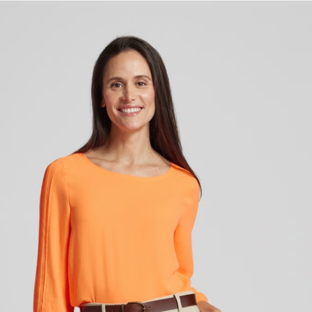 Marc Cain Long Sleeve Top Cotton in Light Orange size 2